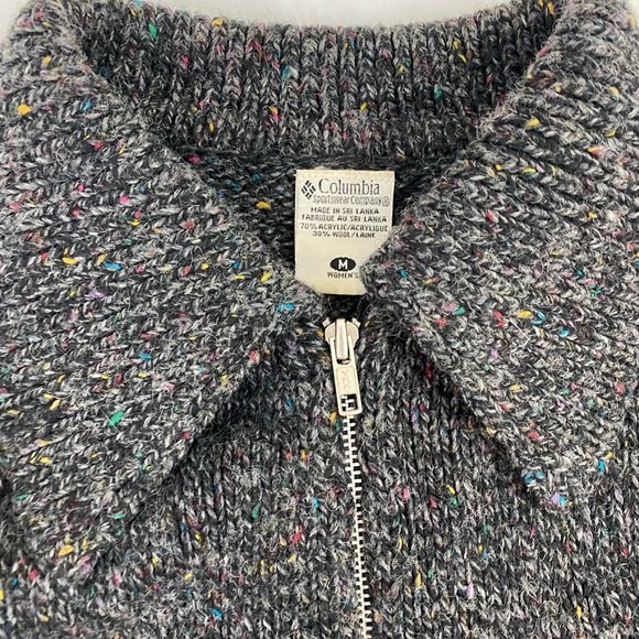 Columbia Womens Sweater Medium Wool Full Zip Gray Ribbed Collar Acrylic - Picture 4 of 5